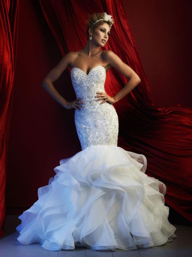 Allure Couture C367 Stunning Rhinestone And Pearl Beaded Strapless